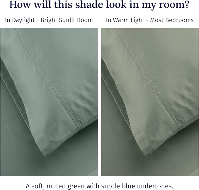 California Design Den California King Sheet Set - 100% Cotton, 600 Thread Count Deep Pocket Cal King Sheet Set, Luxury Hotel-Quality Sheets with Soft Sateen Weave (Sage Green - Cool Tone)
