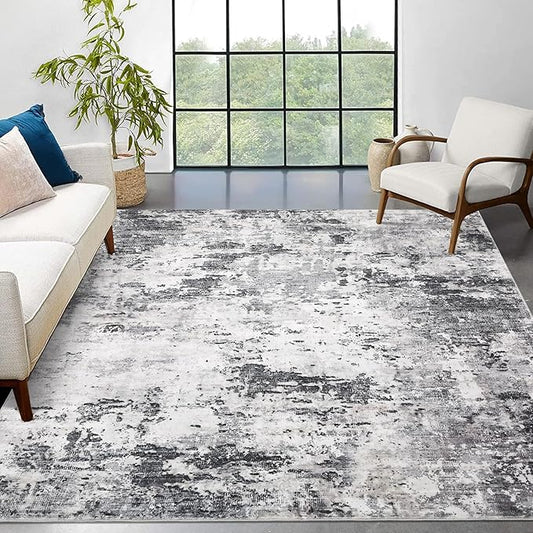 8x10 Modern Abstract Rug Faux Wool Accent Ultra Soft Large Rug for Living Room Non Slip Non Shedding Accent Washable Rug for Bedroom Dining Room Office Home, Green