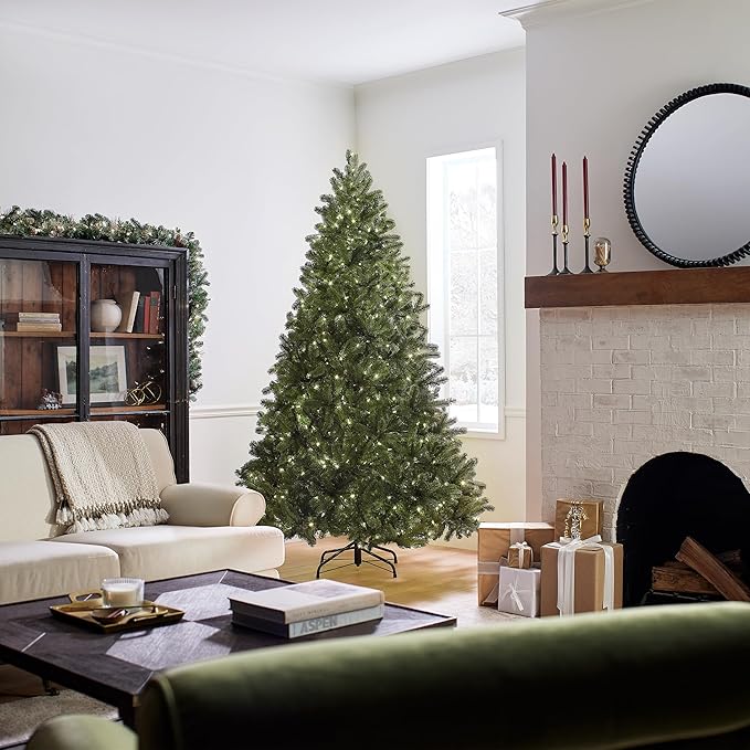 National Tree Company 7.5 ft Pre-Lit Downswept Douglas Fir Artificial Christmas Tree, 750 LED Lights, PowerConnect, Foot Pedal, 10 Light Functions, 1,867 Tips, Includes Stand, Green