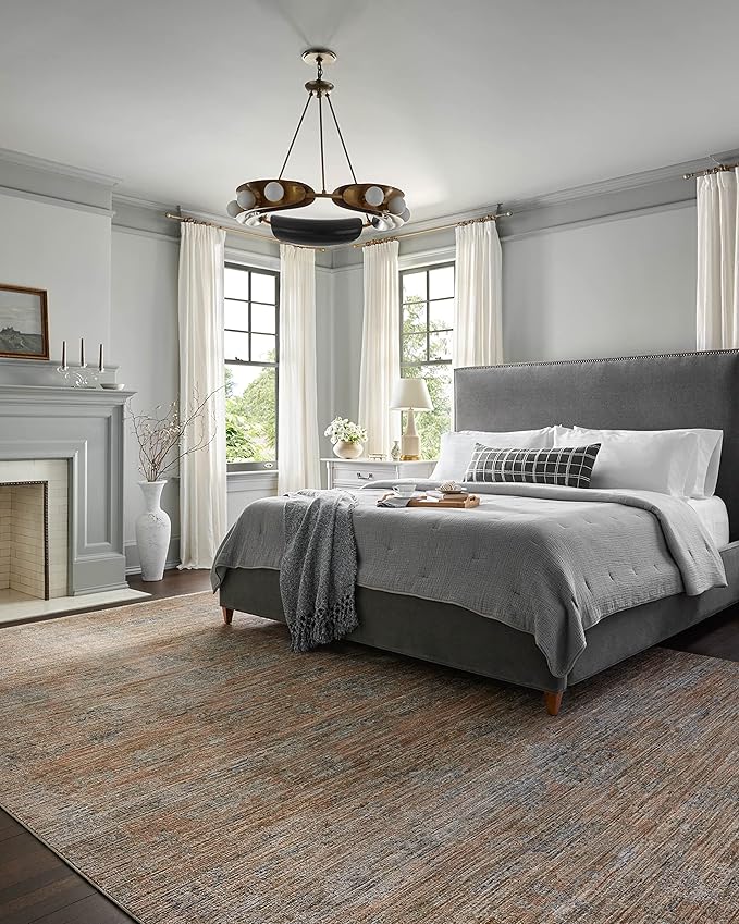 Loloi Jean Stoffer Katherine Collection KES-04 Copper/Steel 5'-3'' x 5'-3'', .25" Pile Height, Round Accent Rug