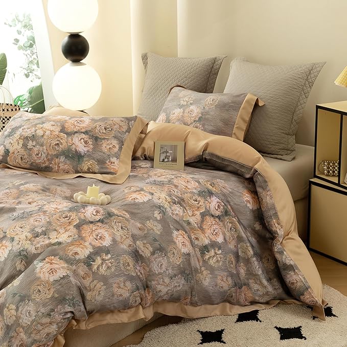 ECOCOTT Bedding 3-Piece Duvet Cover King Size – Silky Soft 100% Lyocell, Cooling & Breathable for Hot Sleepers, Ultra-Smooth with Modern Feathered Pattern, Moisture-Wicking