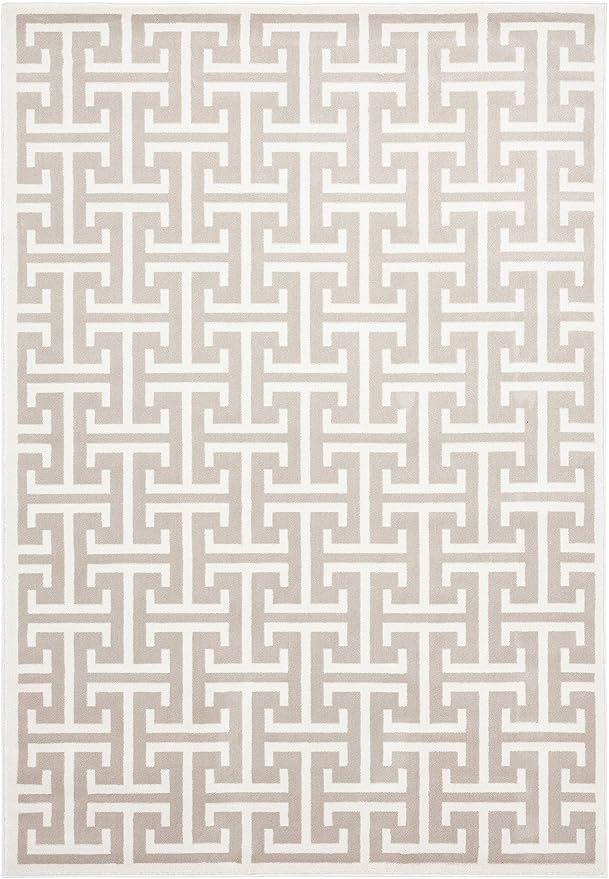 Abani Contemporary 3D Beige & White Modern Greek Key Pattern Area Rug - Geometric Meander 4' x 6' Arto Collection Neutral Rug Rugs
