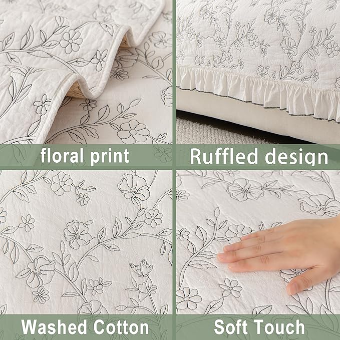 Couch Cover Sofa Covers Washable, Cotton Boho Floral Sofa Slipcovers for 3 Cushion, Non-Slip Furniture Protector for Dog Pet, L Shaped Recliner Sectional Couch Cover White,36"X71"(Only 1 Pcs)