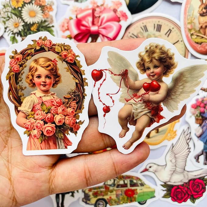 Yoksas 50Pcs Vintage Victorian Stickers - Waterproof Vinyl Old Antique Art Stickers for Laptops,Water Bottles,Scrapbooking,Journals