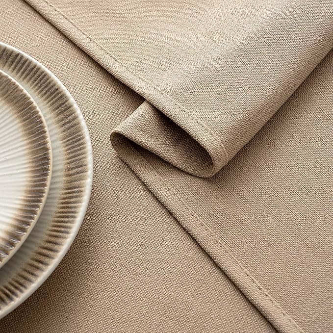 MIULEE Brown Linen Polyester Tablecloth 60x104 Inch Rectangle Table Cloth Waterproof,Stain Resistant & Wrinkle Resistant for Dining Party Wedding