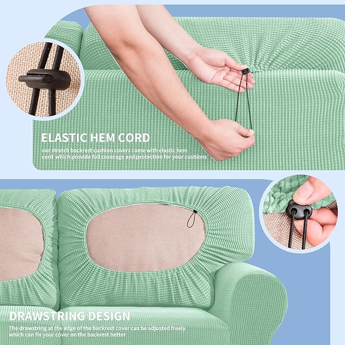 SUBRTEX 9 Pieces Stretch Sofa Slipcover Sets Couch Cover Sets Backrest Cushion Covers Furniture Protector Collection Set for Oversize Sofa Loveseat Chair Slip Covers(X-Large, Dark Cyan)