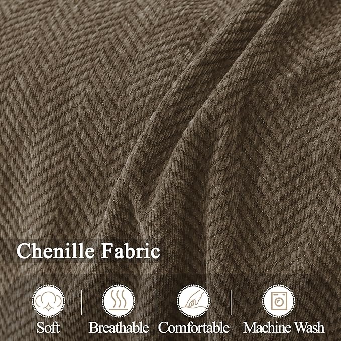 ALIECOM Sectional Couch Covers L Shape Sectional Sofa Cover for Dogs 2 Piece Thick Chenille L Shaped Couch Cover Blanket Chaise Sofa Slipcovers Pet Furniture Protector Washable (XX-Large, Dark Brown)