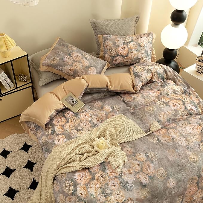 ECOCOTT Bedding 3-Piece Duvet Cover King Size – Silky Soft 100% Lyocell, Cooling & Breathable for Hot Sleepers, Ultra-Smooth with Modern Feathered Pattern, Moisture-Wicking