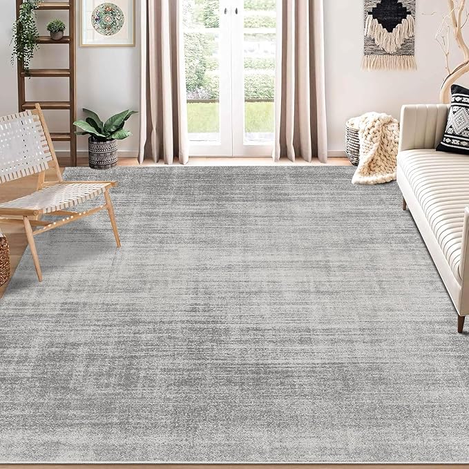 Enkor Area Rugs 8x10 Washable Non Slip Abstract Soft Rugs for Living Room Bedroom, Modern Mat for Kitchen Entryway Light Grey