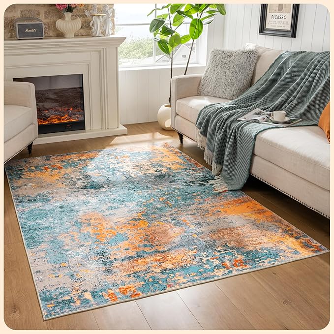 Istana 5x7 Area Rug - Multi/Blue Rugs for Living Room 5x7 - Foldable Rugs for Bedroom - Stain Resistant Washable Rug - Eco-Friendly Boho Area Rugs - Easy to Clean Living Room Rug