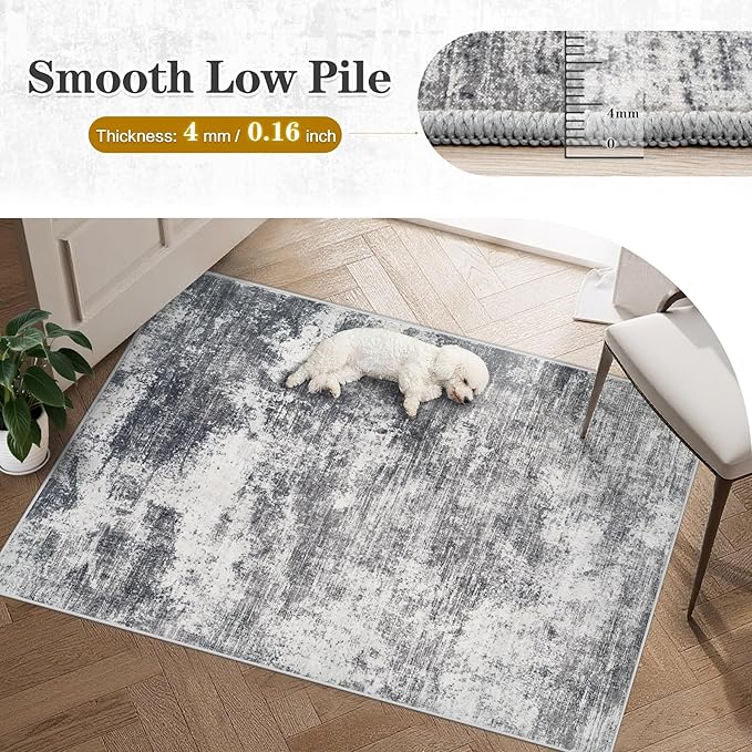 8x10 Area Rugs for Living Room: Washable Modern Abstract Rug Large Soft Non Slip Living Room Rug Indoor Low Pile Carpet for Bedroom Dining Room Home - Grey