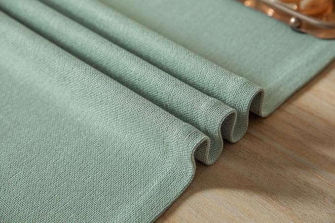 ZeeMart Burlap Style Farmhouse Table Runners 36 Inches Long, Sage Green Rustic Woven Dining Table Runner for Everyday Use, 14x36 Inches, Seafoam