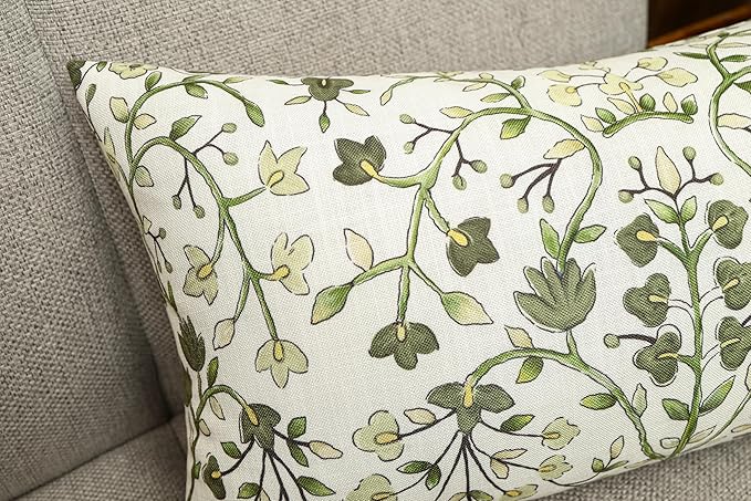 Zea Garden Printed Decorative Lumbar Accent Throw Pillow Cover - Decor for Living Room, Sofa, Chair, Patio, Car, Balcony, Bench, Porch, Nursery, Office, Bedroom - 14x24 Inches, Sage Green