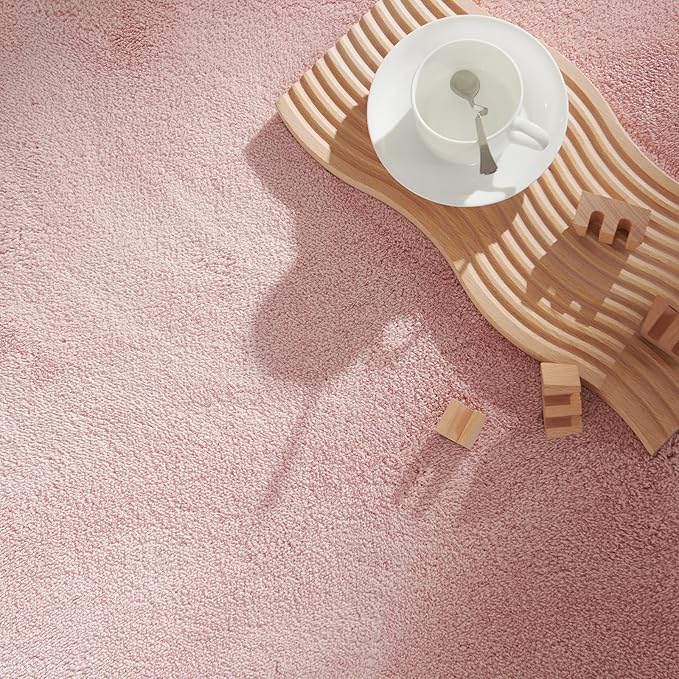 jinchan Solid Plush Area Rug 2x3 Performance Shaggy Washable Rug Indoor Entryway Doormat Soft Modern Faux Wool Cozy Non Slip Carpet for Living Room Kid Room Bedroom Nursery Pink
