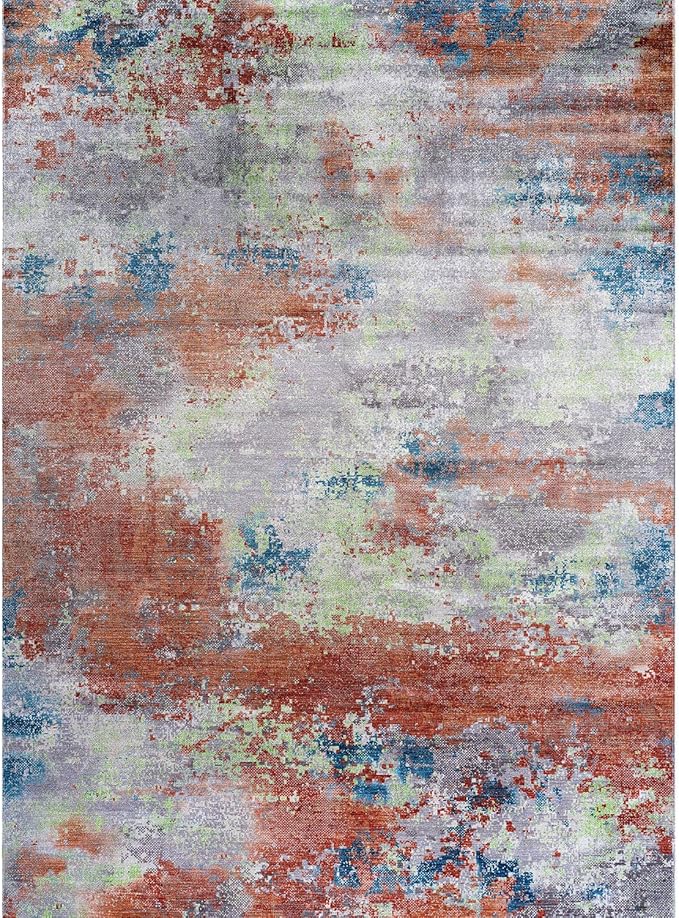 Non Slip Rugs 6x9 Modern Abstract Easy Silk Rubber Backing Soft Area Rug for Living Room Easy to Clean Non Shedding Kitchen for Bedroom Indoor Carpet (Brick - Gray, 6x9)