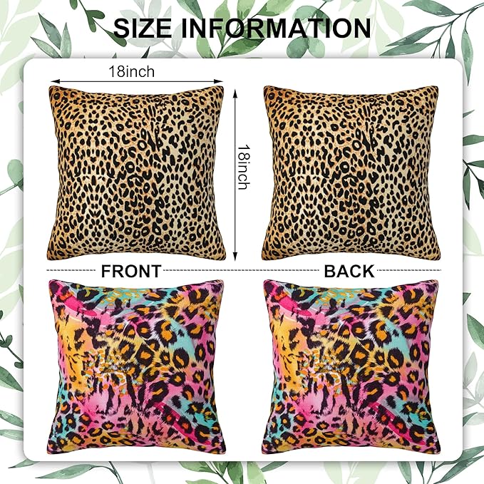 Throw Pillow Covers Leopard Pillow Covers 18x18 Inch Set of 2 Leopard Pattern Throw Pillows Decorative Pillow Cases Cushion Covers for Bedroom Livingroom Sofa Farm House