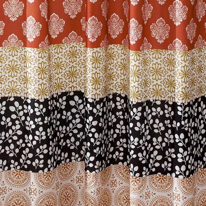 Lush Decor Bohemian Stripe Curtains, 52x84, Turquoise/Orange (Pack of 4)