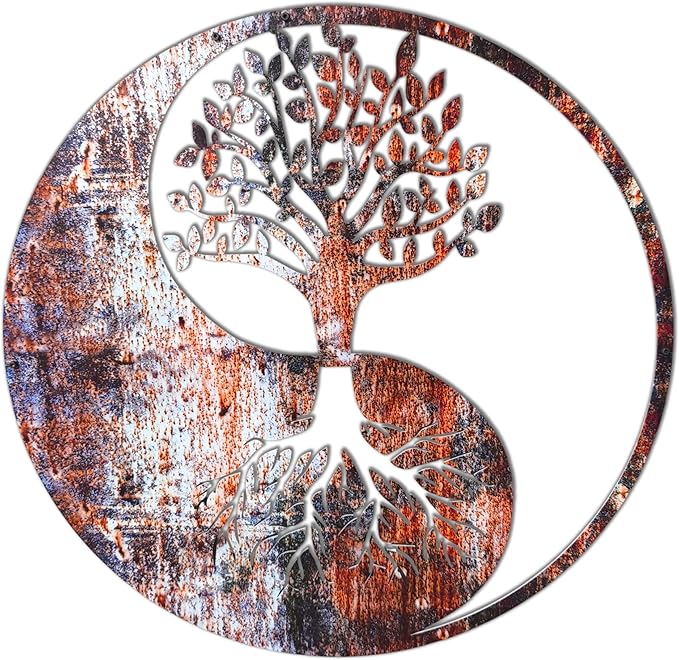 Venovez Yin Yang Wall Decor (Wood-Metal) Tree of Life Wall Art, Yin Yang Decor, Metal Wall Decor, Interior Decoration, Wall Hangings