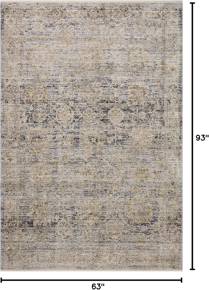 Loloi Jean Stoffer Katherine Collection KES-02 Charcoal/Gold 5'-3'' x 7'-9'', .25" Pile Height, Area Rug