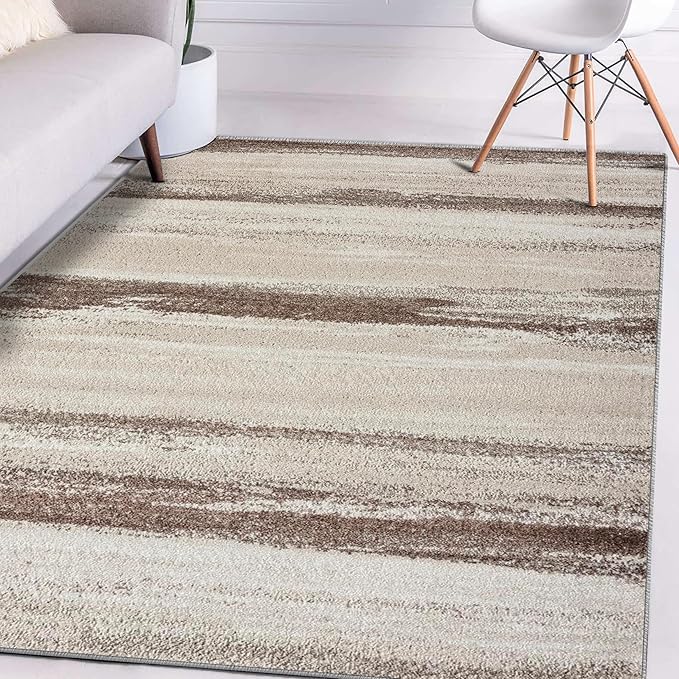 LUXE WEAVERS Rug Modern Area Rug Stain Resistant, Brown/Size 4x5