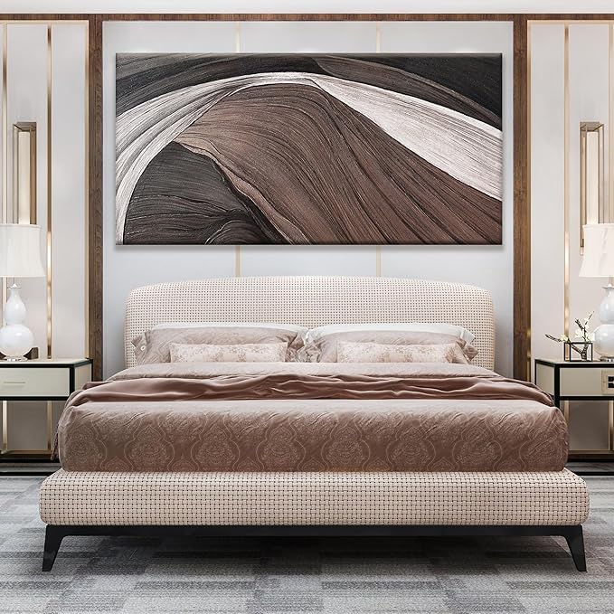 TAIJXAGSG Large Abstract Wall Art For Living Room Pints Black And White Canvas Art Wall Decor Prints Picture Painting Brown Maximalist Decor Artwork For Bedroom Modern Home Wall Decor 29x58 In