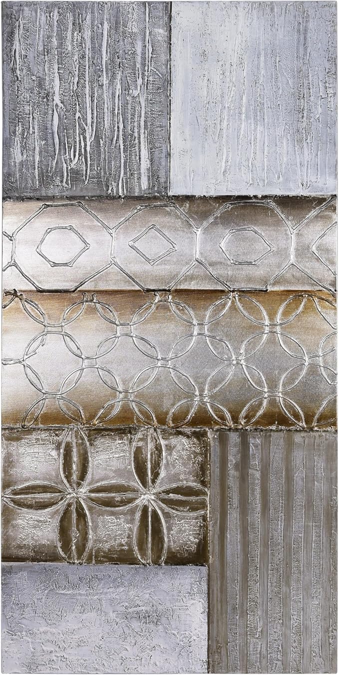 Empire Art Direct "Stacked 1" Original Textured Metallic Oil Painting by Martin Edwards, 60" x 30"