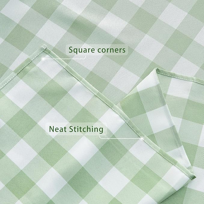 BALCONY & FALCON Gingham Table Cloth Rectangle – Machine Washable Wrinkle-Free Buffalo Checkered Tablecloth for 6ft 8ft Tables, Outdoor Picnic, Party, Kitchen Dining Decor (Green White, 55x95 Inch)