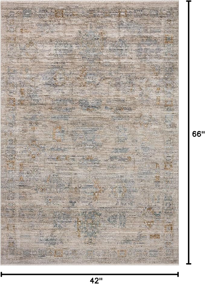 Loloi Jean Stoffer Katherine Collection KES-04 Pebble/Ocean 3'-6" x 5'-6", .25" Pile Height, Accent Rug