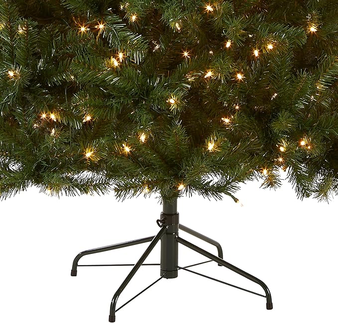 National Tree Company Pre-Lit Artificial Full Christmas Tree, Green, North Valley Spruce, White Lights, Includes Stand, 9 Feet