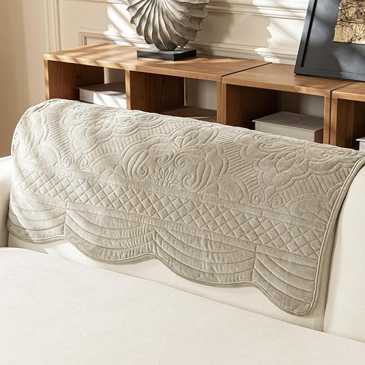 Couch Cover for 1 Cushion, Velvet Fleece Vintage Sofa Slipcovers for Armrest Headrest, Non-Slip Armchair Sofa Slipcovers, Recliner Couch Protector for Pet Washable, Taupe, 36"X36",(Only 1 Pcs)