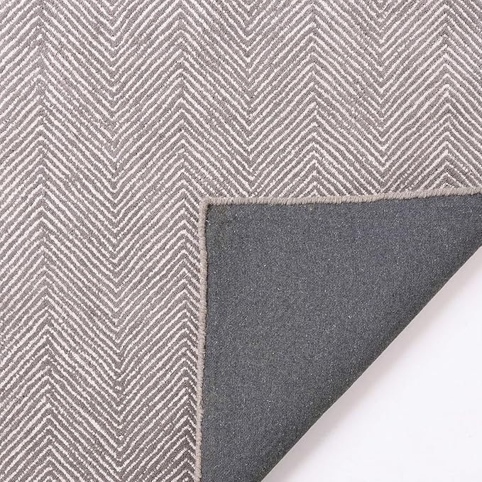 Modern Herringbone Chevron Collection Handcrafted Wool Area Rug - Durable, Zigzag Pattern, for High Traffic, Contemporary Design for Living Room, Bedroom, Dining Room Decor (Smoke Grey, 9' x 13')