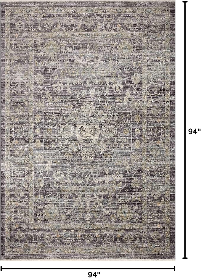Loloi Jean Stoffer Katherine Collection KES-03 Midnight/Tobacco 7'-10'' x 7'-10'', .25" Pile Height, Round Area Rug