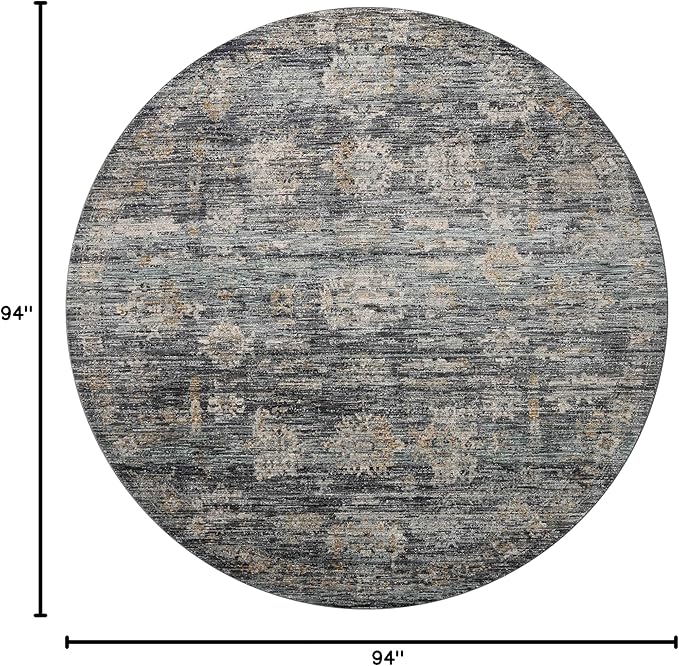 Loloi Jean Stoffer Katherine Collection KES-04 Ink/Jade 7'-10'' x 7'-10'', .25" Pile Height, Round Area Rug