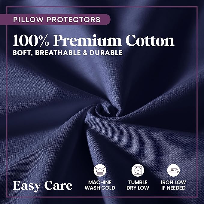 CirclesHome Pillow Protectors 4 Pack Standard Zippered - 100% Cotton Breathable Pillowcases - Protects Pillows from Dirt, Dust and Debris (Standard - Set of 4 - 20x26)