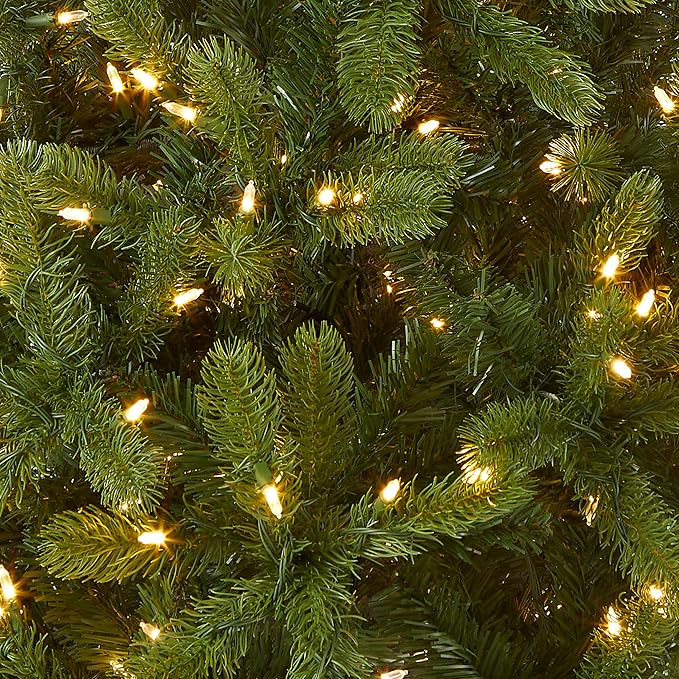 National Tree Company 4.5 ft Pre-Lit Downswept Douglas Fir Artificial Christmas Tree, 300 LED Lights, 525 Tips, Foot Pedal, 10 Light Functions, Includes Stand, Green