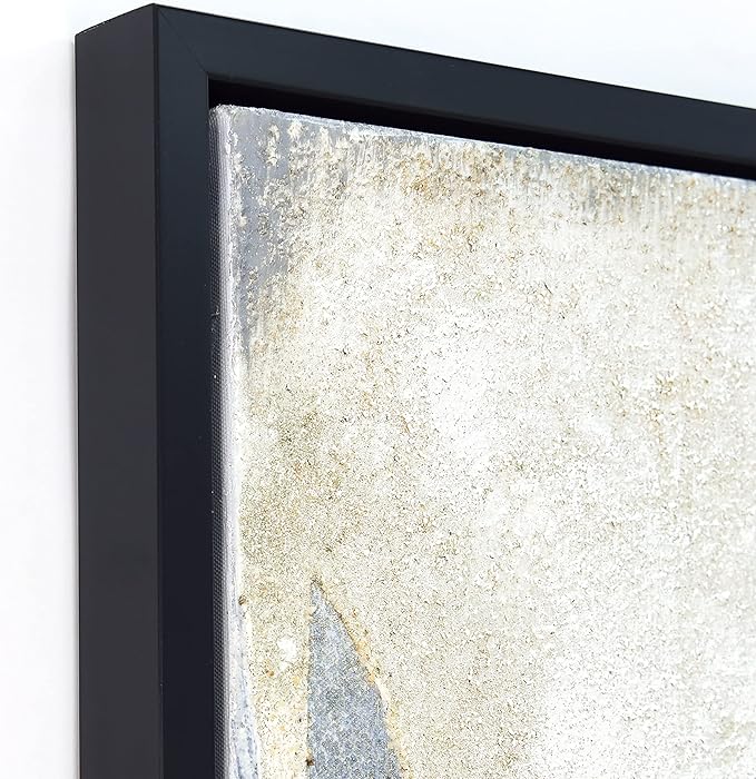 Empire Art Direct Abstract Wall Art Textured Hand Painted Canvas by Martin Edwards, Black Frame, 24" x 48", Snowy Drip 2