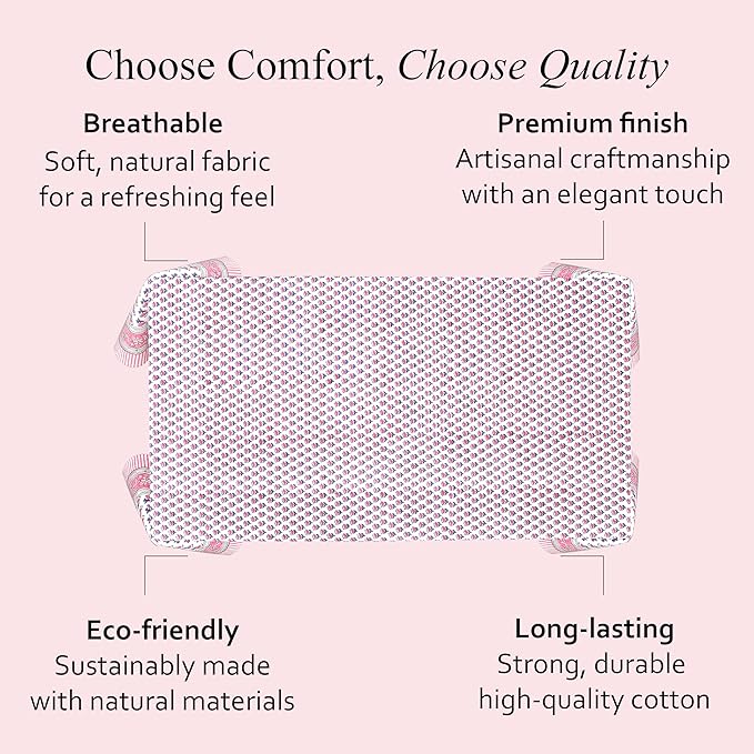 CPC Tablecloth 100% Cotton 60x60 Inch Indian Block Print Square Table Cover, Table Cloth for Weddings, Spring/Summer, Barbeque - Pink Sapphire