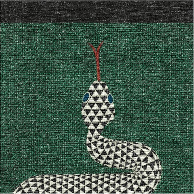 RUGGABLE x Jonathan Adler Machine Washable Modern Area Rug – Venom Emerald 6 ft Round, Stain-Resistant, Non-Slip – Medium Rugs for Living Room, Bedroom, Hallway, Entryway & Office–with Cushioned Pad