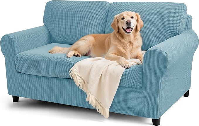 SUBRTEX 5 Pieces Stretch Sofa Slipcover Sets Couch Cover Sets Backrest Cushion Covers Furniture Protector Collection Set for Oversize Sofa Loveseat Chair Slip Covers(Medium, Steel Blue)