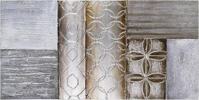 Empire Art Direct "Stacked 1" Original Textured Metallic Oil Painting by Martin Edwards, 60" x 30"