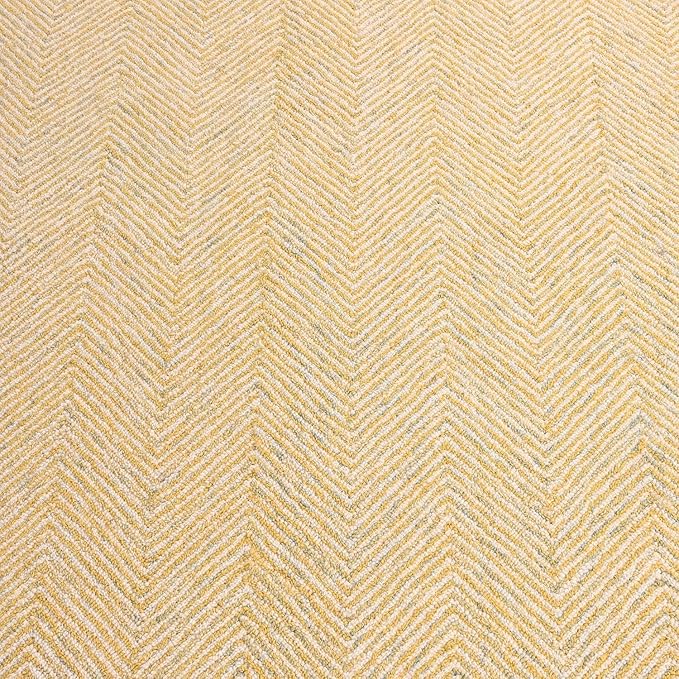 Modern Herringbone Chevron Collection Handcrafted Wool Area Rug - Durable, Zigzag Pattern, for High Traffic, Contemporary Design for Living Room, Bedroom, Dining Room Decor (Butter Yellow, 6' x 9')