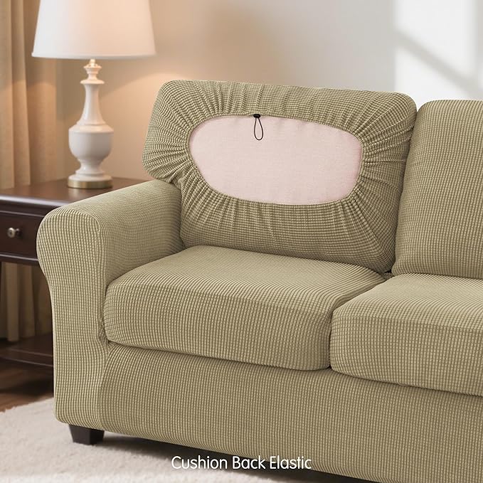 SUBRTEX 3 Pieces Stretch Sofa Slipcover Sets Couch Cover Sets Backrest Cushion Covers Furniture Protector Collection Set for Oversize Sofa Loveseat Chair Slip Covers(Small, New Kahki)