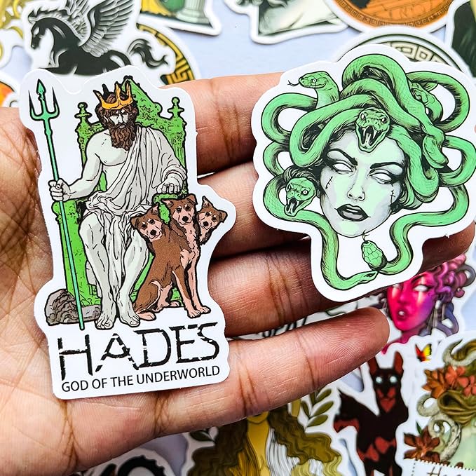 Vintage Greek Mythology History Stickers - 50Pcs Vinyl Waterproof Greece Stickers for Laptops,Water Bottles,Scrapbook,Journals