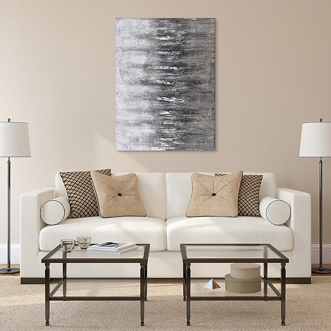 Empire Art Direct Abstract Wall Art Textured Hand Painted Canvas by Martin Edwards, Unframed, 40" x 30", Gray Frequency