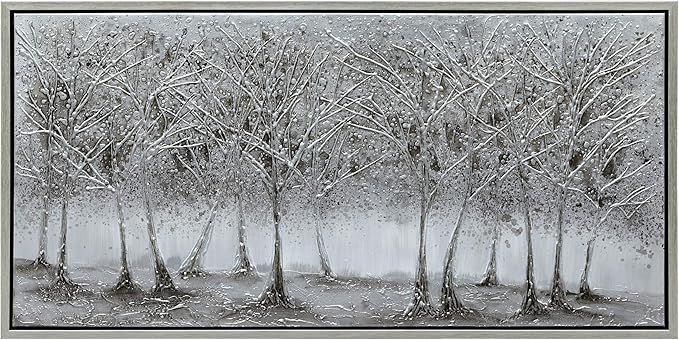 Empire Art Direct Abstract Wall Art Textured Hand Painted Canvas by Martin Edwards, Champagne Frame, 24" x 48", Solitary Field