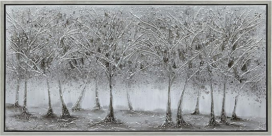 Empire Art Direct Abstract Wall Art Textured Hand Painted Canvas by Martin Edwards, Champagne Frame, 24" x 48", Solitary Field