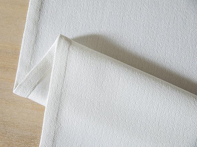 ZeeMart Burlap Style Farmhouse Table Runners 36 Inches Long, White Rustic Woven Dining Table Runner for Everyday Use, 14x36 Inches, White