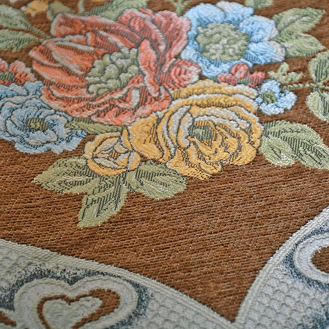 Extra Luxury Velvet Blue Table Runner 120 Inches Long with Vintage Damask Jacquard Design for Dining Room,Living Room,Home Decor,Elegant Beaded Tapestry (Coffee, 6 Piece 13×18 Placemats)