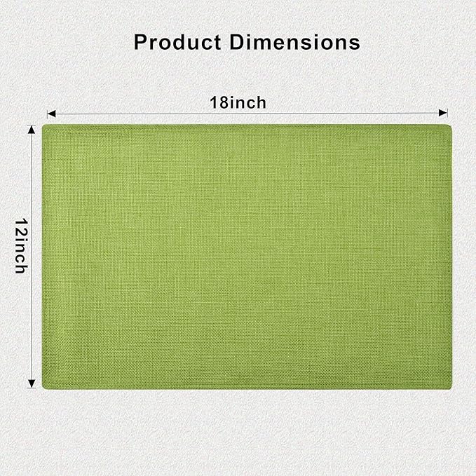 SLKQG Christmas Green Linen-look Placemats Set of 6, Heat Resistant & Machine Washable Double-Layered Cloth Placemats for Dining Table, Indoor/Outdoor Use, Non-Slip Kitchen Table Mats (6, Grass green)