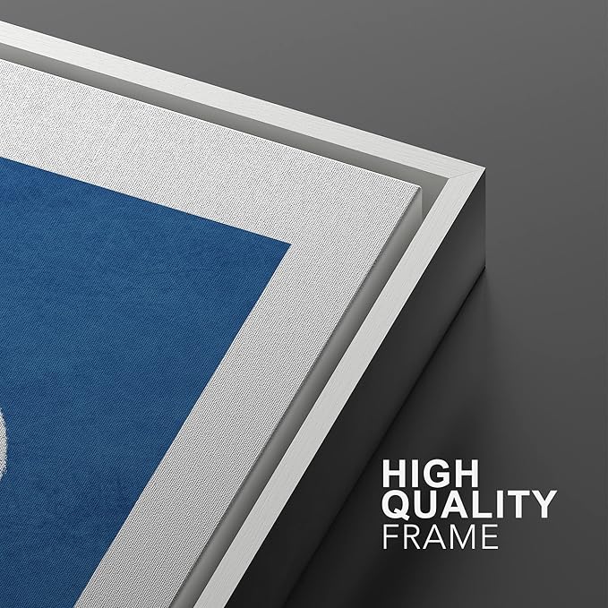 SIGNWIN Framed Wall Art Print Set White Line Contrasting Blue Backround Abstract Swirly Digital Art Modern Art Mid-Century Modern Expressive for Living Room, Bedroom, Office - 16"x24"x2 White